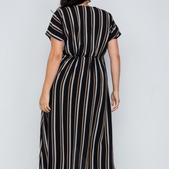 Plus Size Black Multi Stripe Kimono Cover Up Cardi - Picture 5 of 7